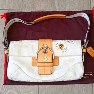 COACH Signature Optic Small Flap Bumblebee Bag | Color: Cream